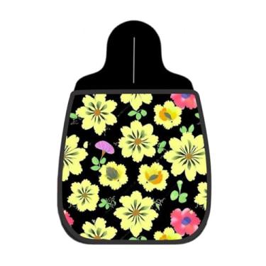 Imagem de Lixeira De Carro Organizador Lixinhocar Floral Amarelo Fundo Preto