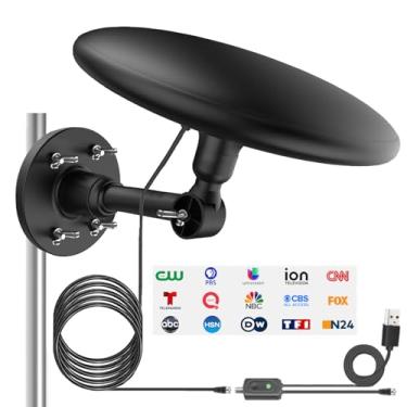 Imagem de Antena de TV omnidirecional externa, antena externa para Smart TV, sinal HD digital de recepção de longo alcance de 720°, com cabo HDTV de 10,7 m, para sótão/trailer/trailer/barco, 2025 mais recente