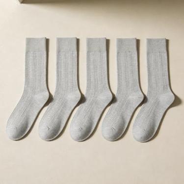 Imagem de Meias femininas perfumadas antibolinhas desodorizantes, 53,5% algodão, cinza claro, pacote com 5 para outono e inverno