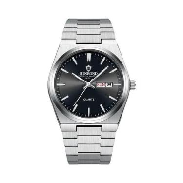 Imagem de Relógio De Quartzo Masculino Luxuoso À Prova d'Água Com Luz, Aço Inoxi