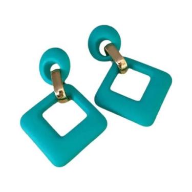 Imagem de Brincos Femininos Geométricos Quadrados E Redondos Em Cores Frescas, A