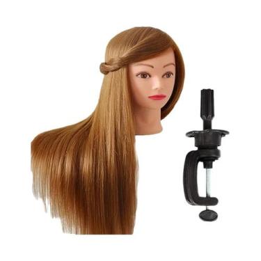 Imagem de Cabeça De Manequim Masculina Com Cabelo Sintético Longo E Suporte Com 