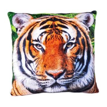 Imagem de Almofada decorativa para casa Forest & Twelfth para cama e sofá, 33 x 33 cm, decorações de animais para sala de estar, decoração étnica, pelúcia de pelúcia macia, presente refrescante para casa, Tiger