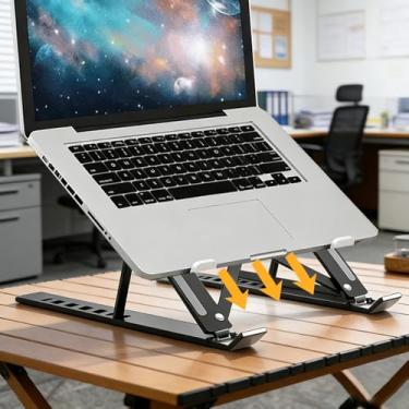 Imagem de Suporte de laptop ajustável para mesa, suporte de elevação portátil dobrável para laptop, suporte ventilado, compatível com laptops de 10 a 15,6 polegadas (preto)