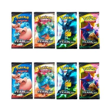 Imagem de Cartas Pokémon Para Crianças, Pacote Com 4, Jogo De Coleção Team up Su