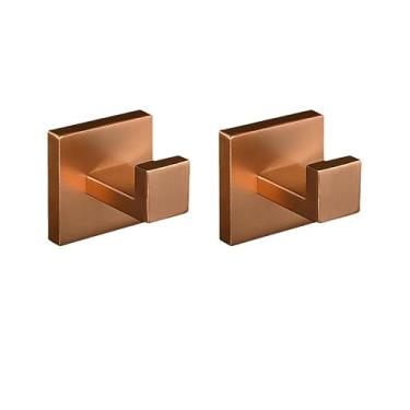 Imagem de 3FLQOOPP Ferragens de banheiro em ouro rosa escovado, acessórios de banho quadrados, suporte de papel higiênico, suporte de toalha, barra de gancho de roupão, conjunto de 3 peças, China (gancho de