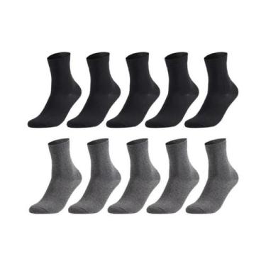 Imagem de Meias De Algodão Masculinas Tamanho plus 38-47, 10 Pares, Pretas, Negó