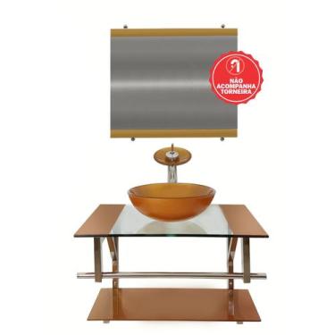 Imagem de Gabinete de Vidro 70cm para Banheiro Bulgária - EKASA, Dourado Real