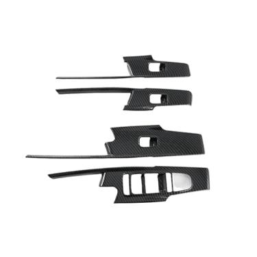 Imagem de Luyhok Tampa do painel do botão de elevação de vidro da janela da porta do carro apto para BYD King 2024 2025 2026 acessórios de carro ABS material fibra de carbono moldura de interruptor de elevação