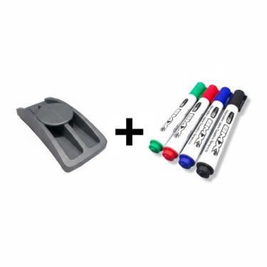 Imagem de Kit apagador + 4 canetas para quadro branco, stalo cortiarte