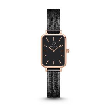 Imagem de Relógio Feminino Quadrado Preto Elegante Analógico Casual New Port
