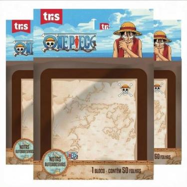 Imagem de Kit 3 Blocos de Notas Autoadesivas One Piece 75x75 mm 50 Folhas Tris