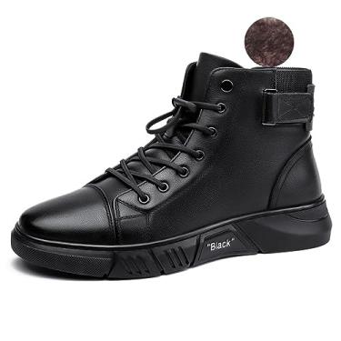 Imagem de Myallfeet Botas masculinas clássicas italianas de couro de caxemira de cano alto, antiderrapante, com zíper lateral, botas de cano curto para negócios, moda clássica, casual, bico redondo, botas