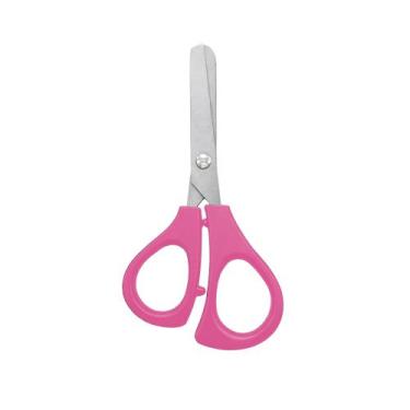 Imagem de Tesoura Escolar Pumax Lâmina Aço Inox Cabo Plástico Rosa 4 1/8" 12 cm 