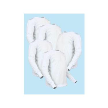 Imagem de Kit 5 Camiseta Manga Longa Infantil Algodão Branca - Del France, 02