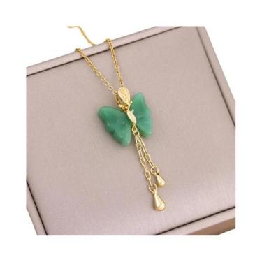 Imagem de Colar Com Pingente De Cristal De Zircônia Verde Para Mulheres, Joia De