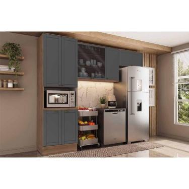 Imagem de Kit De Cozinha Completa 3 Peças Bella (2aéreos+1paneleiro) C3p27 Nogal-cinza - Carraro