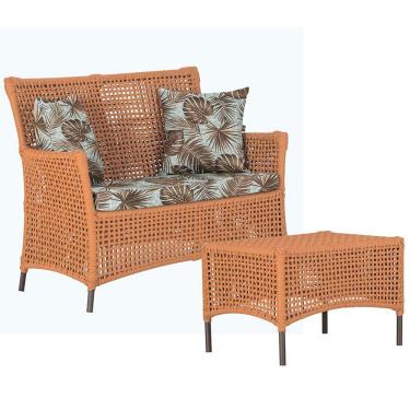 Imagem de 1 Sofá E Mesa Igapó Alumínio Marrom Corda Náutica E6 Trama Terra Cota