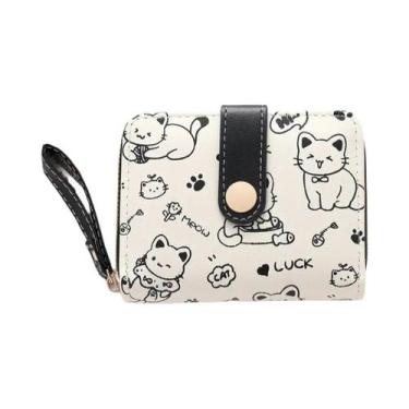 Imagem de Carteira Feminina Fofa Com Estampa De Gato, Porta-Cartões, Bolsa Peque