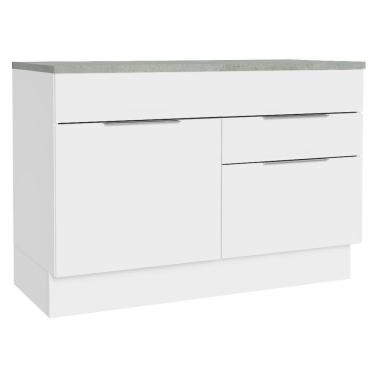 Imagem de Balcão Gabinete De Pia 120 Cm 1 Portas E 2 Gavetas (com Tampo) Branco Stella Madesa Branco