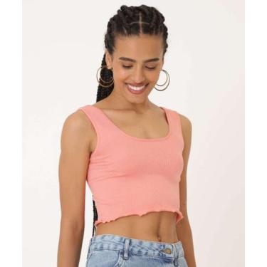 Imagem de Blusa Regata Feminina Cropped Canelado Marisa-15452, Rosa, M