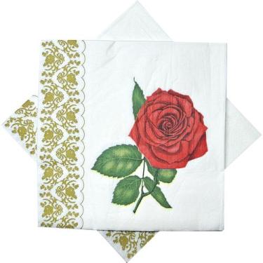 Imagem de 20 Guardanapo Estampado Papel Elegante Decoupagem Rosa Unica - Newz