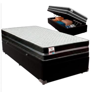 Imagem de Cama Box Baú Solteiro e Colchão Bogota Molas Ultralastic Inducol Preto