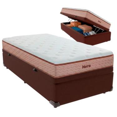 Imagem de Cama Box Baú Solteiro e Colchão Hera Molas Ensacadas Colchobel Marrom