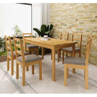 Imagem de Conjunto Sala de Jantar Área Externa 6 Lugares Mesa Retangular Madeira