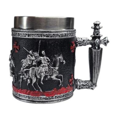 Imagem de Caneca Colecionável Cavaleiros Templários Em Resina 400 Ml - Tenda Med