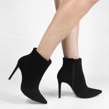 Imagem de Bota Salto Alto Bico Fino Natália Nobuck Preto Preto 36-Feminino