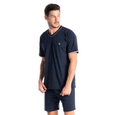 Imagem de Pijama Masculino Curto Azul Liso 9588B - Tombini, G