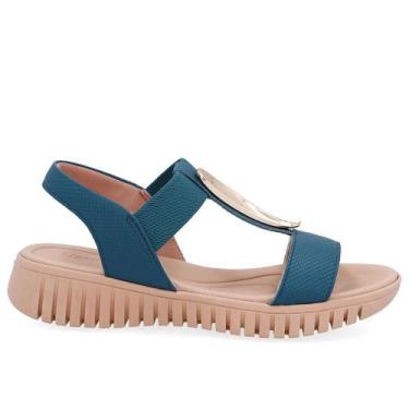 Imagem de Sandalia usaflex couro efeite dourado ref ud11002 feminino, 37, Azul