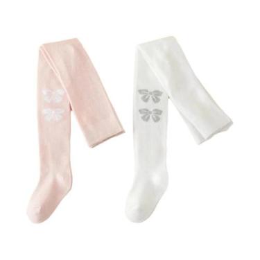 Imagem de Meias Calças Para Bebês Meninas Em Cores Sólidas Com Estampa De Urso E