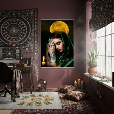 Imagem de Quadro Decorativo Cigana Esmeralda e a Lua - 70x50cm