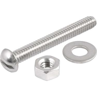 Imagem de Parafuso Máquina Inox Cabeça Redonda, 1/4" x 2", com Porca e Arruela L