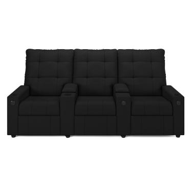 Imagem de Poltrona Reclinável Para Cinema Parma 3 Lugares Couro Sintético Preto D'Rossi