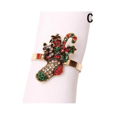 Imagem de Guirlanda De Sinos De Natal Com Papai Noel E Alce, Anéis De Guardanapo