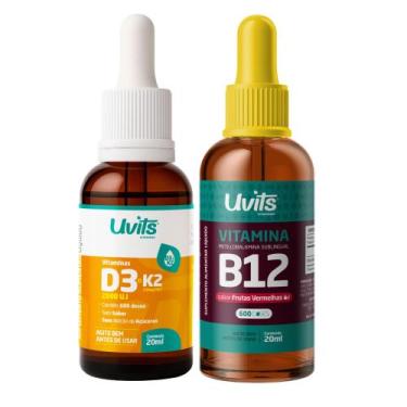 Imagem de Kit Vitamina D3 K2 20ml + Vitamina B12 20ml Sublingual Uvits