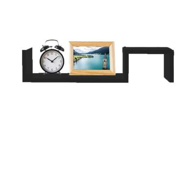 Imagem de Prateleira Zig Zag Trovarelli Preto [F031] em MDF 100% Reflorestamento com Fixação por Parafuso para Sala, Quarto