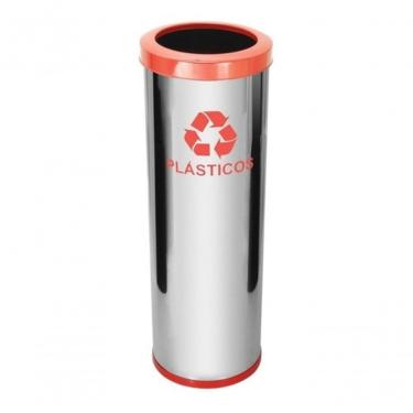 Imagem de Lixeira em Aço Inox com Aro Pintado 30 Litros com Bandeja Interna Plástica Inox