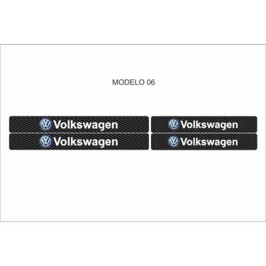 Imagem de Soleira Automotiva Kit 4 Portas Dianteiro e Traseiro Universal Anti Risco Fibra de Carb...