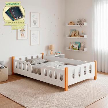 Imagem de Minicama Infantil Montessoriana Melissa Branca Com Lousa Mágica Diversão E Criatividade
