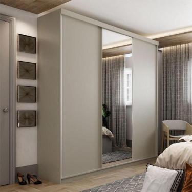 Imagem de Guarda-Roupa Casal com 1 Espelho Geneve 3 Portas 4 Gavetas Bege - Mode