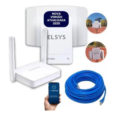 Imagem de Kit Amplimax Fit Internet Rural C/Roteador e Cabo 15m Elsys