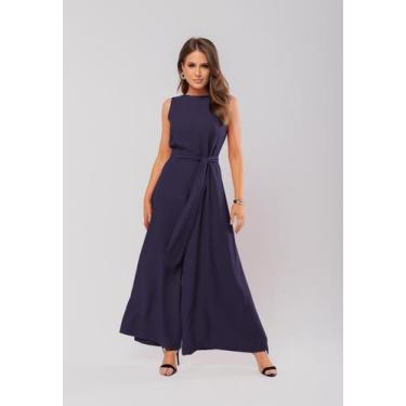 Imagem de Macacão Regata Feminino Alfaiataria Pantalona Marinho Salvatore Fashio