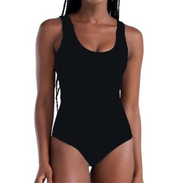 Imagem de Maiô Praia Piscina Regata Body Dupla Face She Decote U, Preto, M