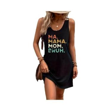 Imagem de Vestido Mini Sem Mangas Para Mulheres, Verão, Sexy, Preto, Estampado, 