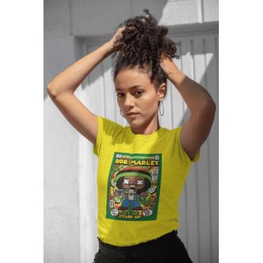 Imagem de Camiseta Poster Pop Style Inspiração BOB MARLEY Estampa DTF 100% Algod
