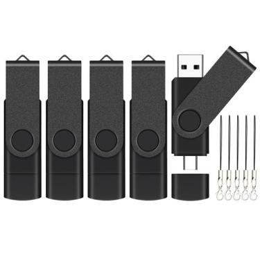 Imagem de Pen Drive USB EASTBULL 32 GB, pacote com 5 unidades, USB-C OTG, USB 2.